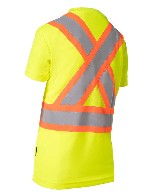 Hi Vis Women's Crew Neck Short Sleeve Safety Tee Shirt with Chest Pocket