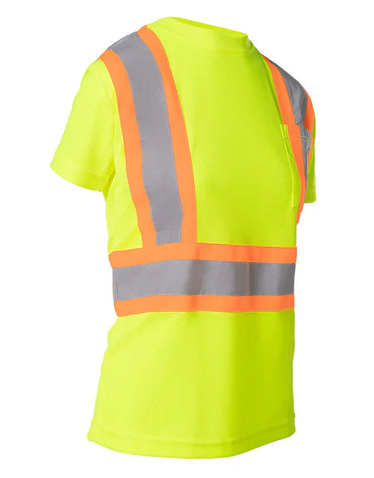 Hi Vis Women's Crew Neck Short Sleeve Safety Tee Shirt with Chest Pocket