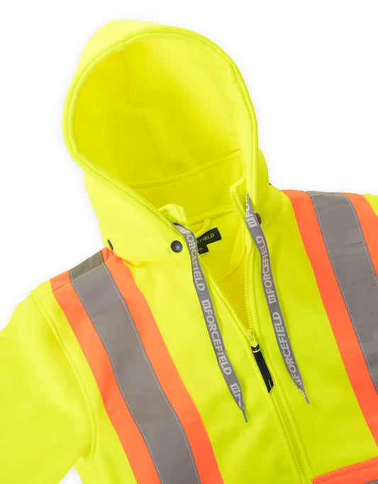 Hi-Vis Women's Lime Safety Hoodie with Detachable Hood