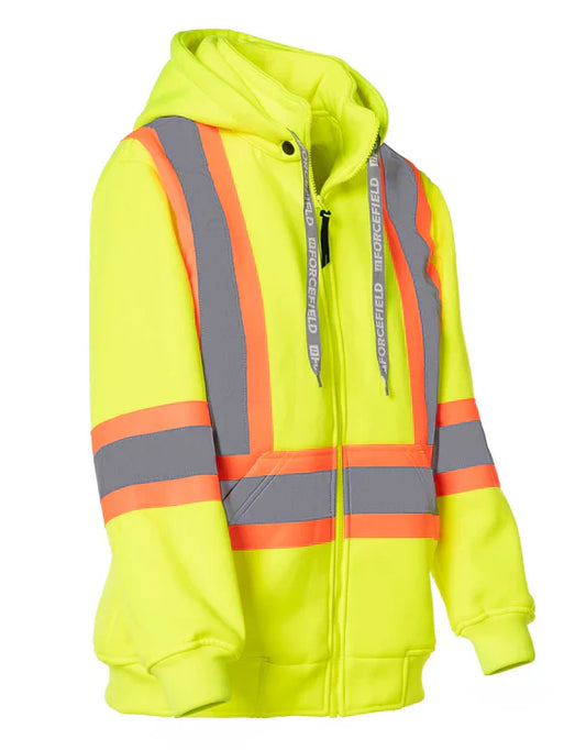 Hi-Vis Women's Lime Safety Hoodie with Detachable Hood