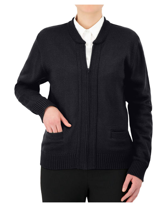 Cobmex - Crew Neck, Zip Front w/ Seed Stitch Placket