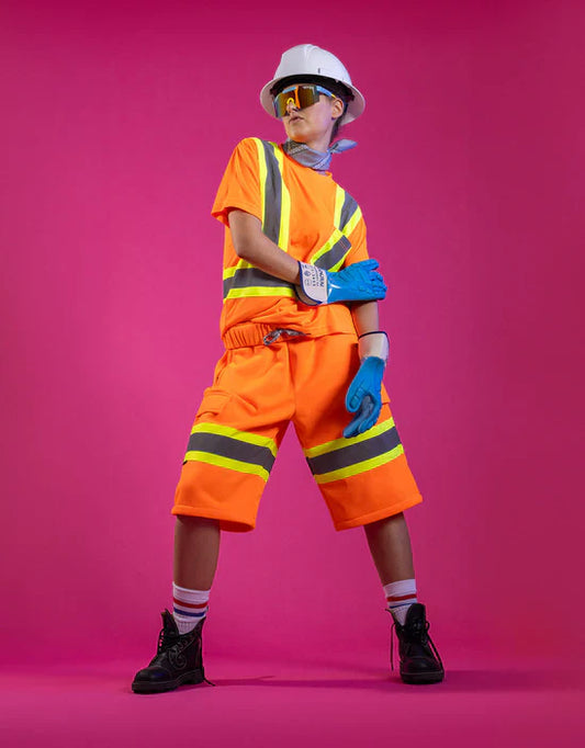 Hi Vis - Women's Crew Neck Short Sleeve Safety Tee Shirt with Chest Pocket