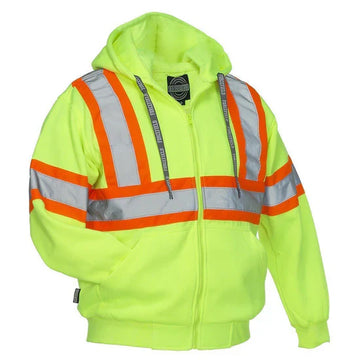 Hi Vis Deluxe Hi Vis Safety Hoodie, Attached Hood