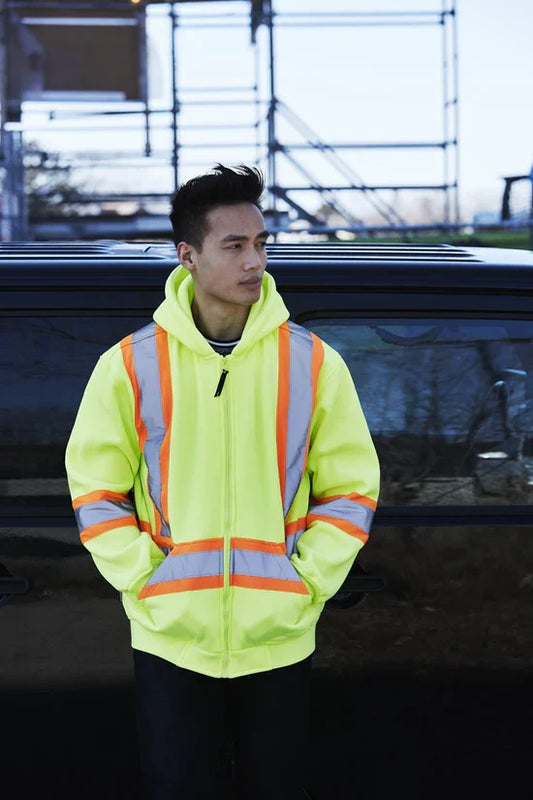 Hi Vis - Deluxe Hi Vis - Safety Hoodie, Attached Hood
